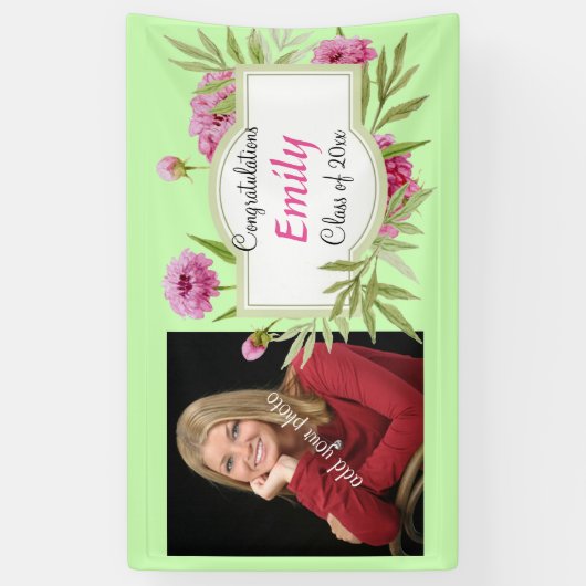 卒業式，ピエレガントンクフローラ，写真，カスタム 横断幕 (縦)