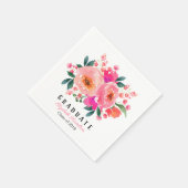 卒業式 ピンクの花束 卒業パーティー スタンダードカクテルナプキン (角)