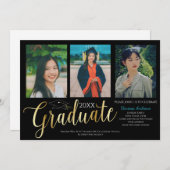 卒業式 フォト コラージュ 卒業生 招待状 (正面/裏面)