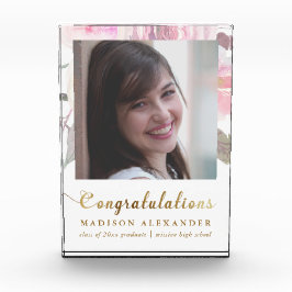 卒業式 フラワーミモザーと写真と名前 フォトブロック