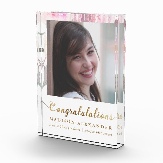 卒業式 フラワーミモザーと写真と名前 フォトブロック