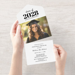 卒業式 ブラックキャップアンドタッセル フォト オープンハウス オールインワン招待状