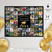 卒業式 ブラックゴールドキャップ 54枚フォトコラージュ ポスター