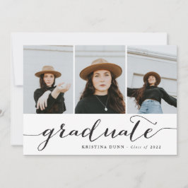 卒業式 ブラック スクリプト フォト コラージュ | 卒業式のお知らせ 招待状