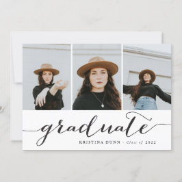 卒業式 ブラック スクリプト フォト コラージュ | 卒業式のお知らせ 招待状