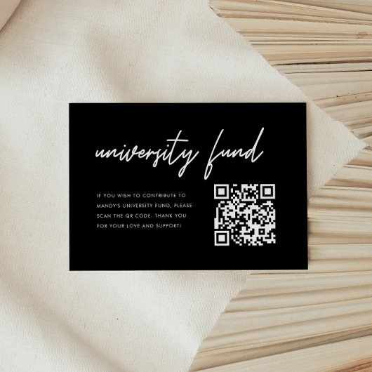 卒業式 ブラック ユニバーシティ ファンド QR コード エンクロージャーカード