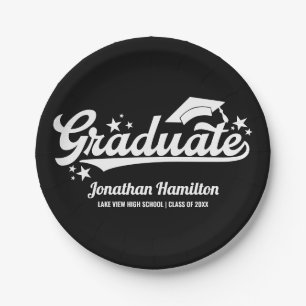 卒業式 ブラック 卒業パーティー 紙皿