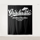 卒業式 ブラック 卒業パーティー 背景 タペストリー (正面)