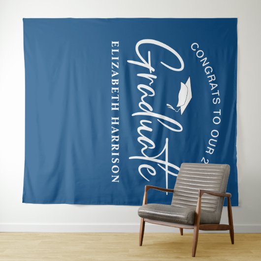 卒業式 ブルー フォトブース タペストリー (インサイチュ(横))