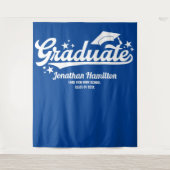 卒業式 ブルー 卒業パーティー 背景 タペストリー (正面)