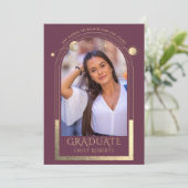 卒業式 プラムゴールド太陽月星 卒業写真 招待状 (スタンド正面)