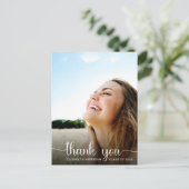 卒業式 ホワイトスクリプト フォトオーバーレイ サンクス ポストカード (スタンド正面)