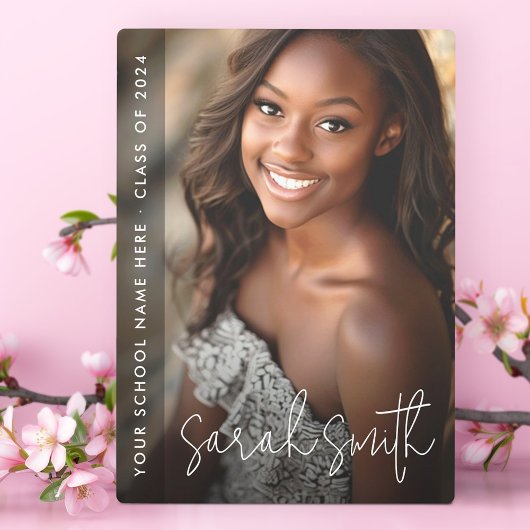 卒業式 モダンスクリプト ダークオーバーレイ フォトプラーク