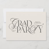 卒業式 モダン エレガント タイポグラフィー 黒と白 招待状 (正面)