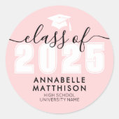 卒業式 モダン ピンク 卒業 ラウンドシール (正面)