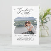 卒業式 モダン ミニマル フォト 招待状 (スタンド正面)