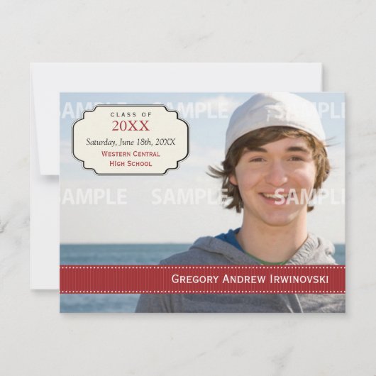 卒業式 リボン 招待状 (正面)