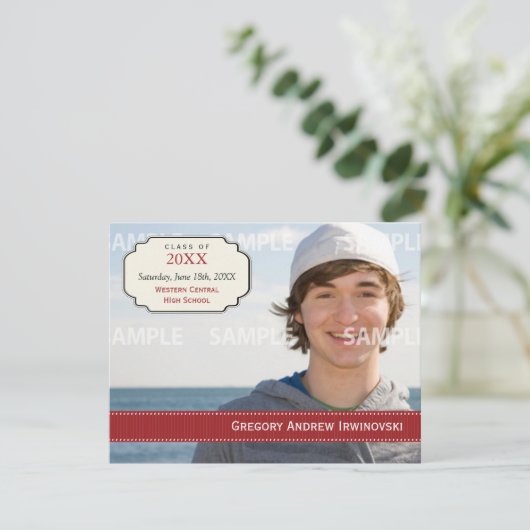 卒業式 リボン 招待状 (スタンド正面)