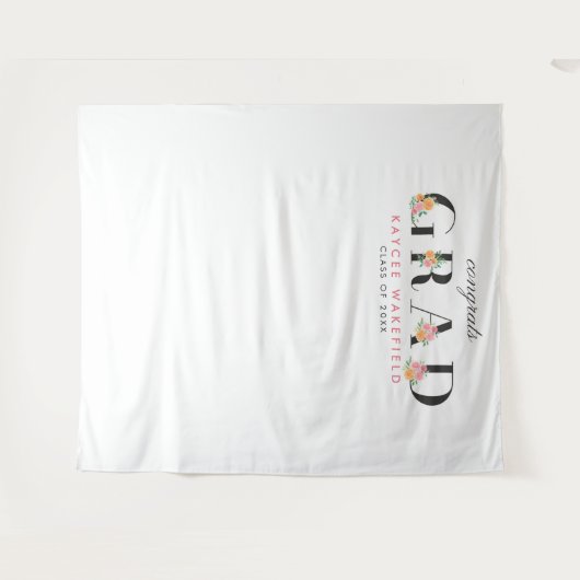 卒業式 ローズとタイポグラフィー フォト 背景 タペストリー (正面(横))