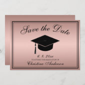 卒業式 保存日付 スクリプト ローズゴールド 招待状 (正面/裏面)