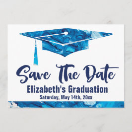 卒業式 保存 日付 シンプル エレガント 水彩 セーブザデート