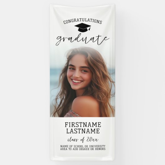 卒業式 写真 フル - 縦 カスタム テキスト 横断幕 (縦)