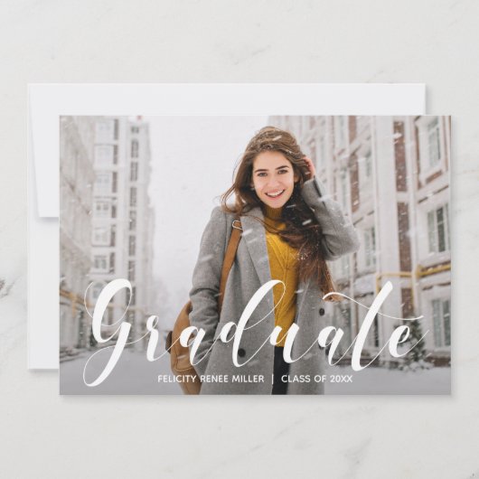 卒業式 大学 フォト 案内状 (正面)