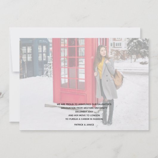 卒業式 大学 フォト 案内状 (裏面)