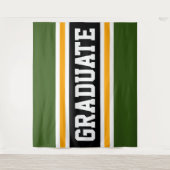 卒業式 大学 緑 黒 オレンジ ストライプ タペストリー (正面)