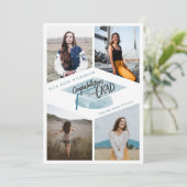 卒業式 – 帽子を持つ私たちの卒業 招待状 (スタンド正面)