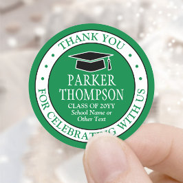 卒業式 感謝の気持ちを伝える エレガントなグリーン 白 黒 ラウンドシール