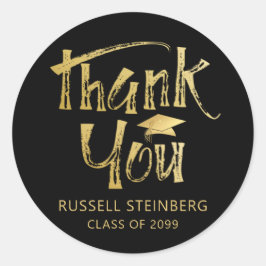 卒業式 感謝祭 フェイクゴールド ブラシストローク キャップ ラウンドシール