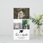 卒業式 感謝 三枚 写真 シンプル 案内状 (スタンド正面)