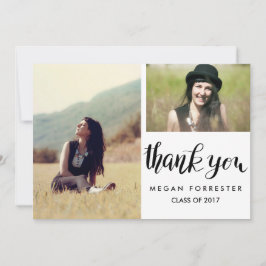 卒業式 手書き感謝 二人 写真 招待状