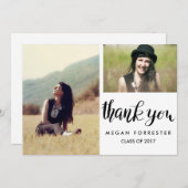 卒業式 手書き感謝 二人 写真 招待状 (正面/裏面)