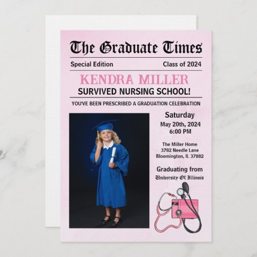 卒業式 招待状 (正面/裏面)