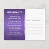 「卒業式」 – 日付のシックな紫のグラッドキャップを保存 案内ポストカード (裏面)