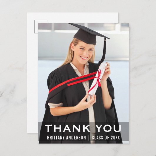 卒業式 現代の卒業生 写真 ありがとう ポストカード (正面/裏面)