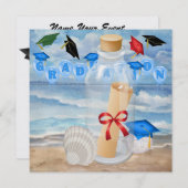 卒業式 - 「瓶に入ったビーチへの招待」 - SRF 招待状 (正面/裏面)