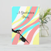 卒業式 祝祭のストリーマー キャップを取り除く 招待状 (スタンド正面)