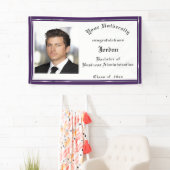 卒業式,紫,銀フェイク箔,カスタム 横断幕 (インサイチュ)