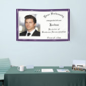 卒業式,紫,銀フェイク箔,カスタム 横断幕 (トレードショー)