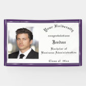 卒業式，紫，銀フェイク箔，カスタム 横断幕 (横)