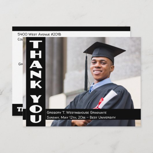 卒業式・結婚式の感謝の写真カード ポストカード (正面/裏面)