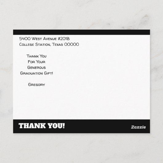 卒業式・結婚式の感謝の写真カード ポストカード (裏面)