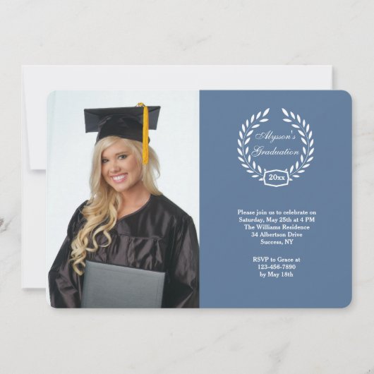 卒業式 花環 フォト 招待状 (正面)