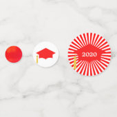 卒業式 赤い帽子と太陽の赤い光線のコンフェッティ コンフェッティ (正面)