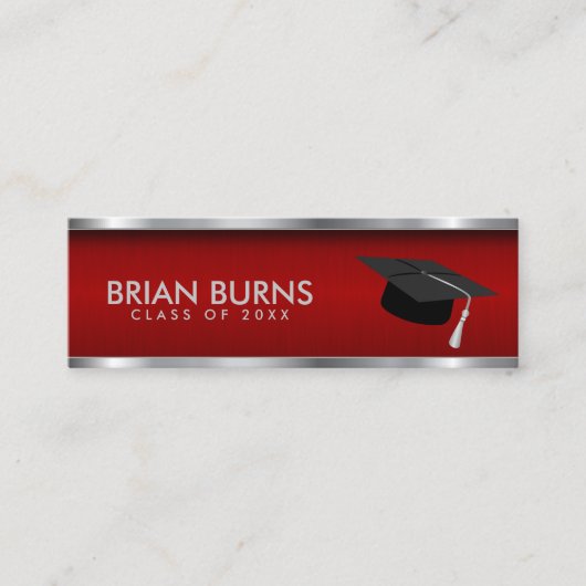 卒業式 – 赤い挿入カード スキニー名刺 (正面)