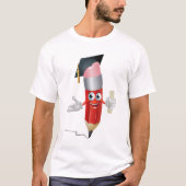 卒業式 鉛筆 キャラクター 学位記を持つ Tシャツ (正面)