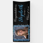 卒業式, 青いスパークリンググリッター, オーダーメイド写真 横断幕 (縦)